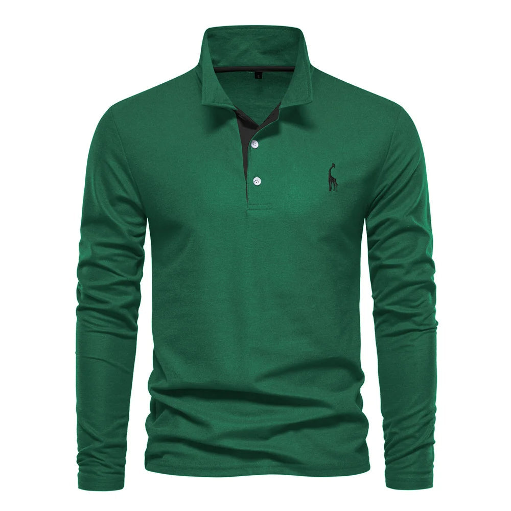 "Eleganter Langarm Herren Polo Pullover in Premium Qualität, klassischer Stil mit moderner Note, vielseitig tragbar."