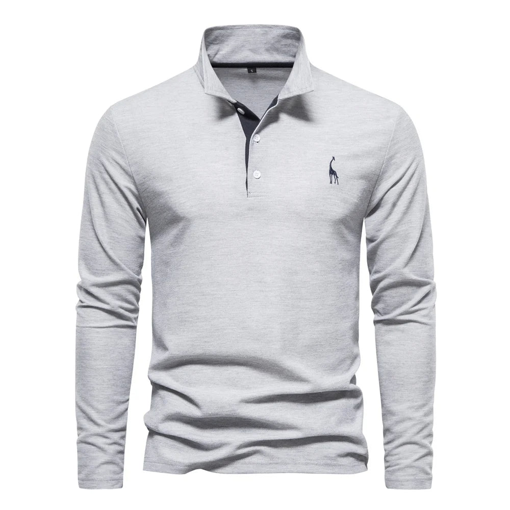 "Eleganter Langarm Herren Polo Pullover in Premium Qualität, klassischer Stil mit moderner Note, vielseitig tragbar."