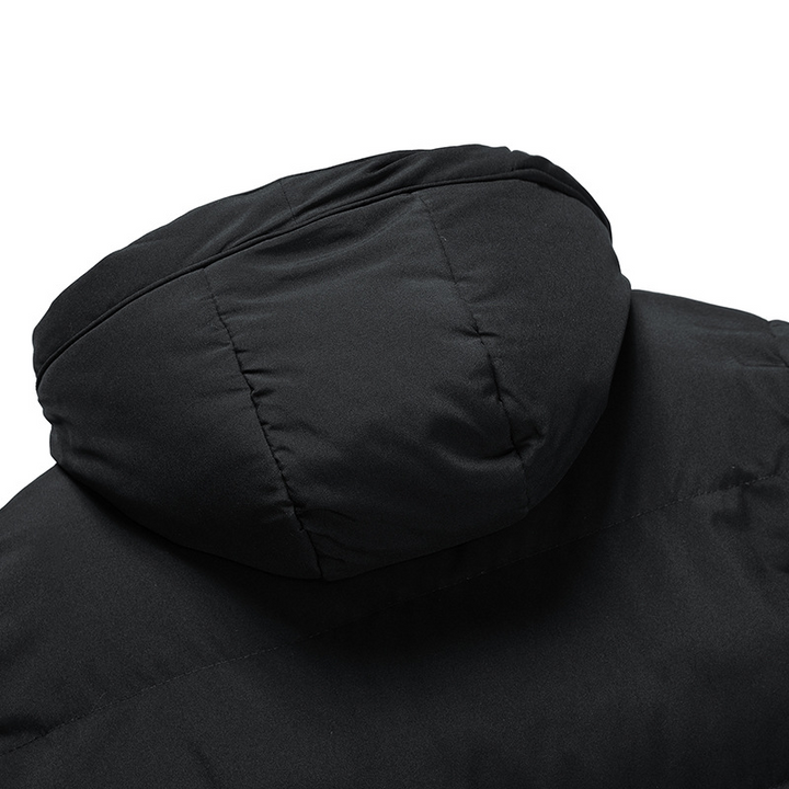 Eleganter, wasserdichter Herren Parka mit Kapuze in Dunkelblau, ideal für stilvollen Winterschutz. Perfekt für jedes Wetter.