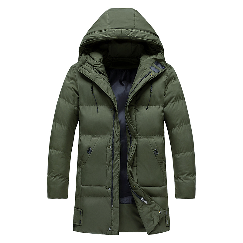 Eleganter, wasserdichter Herren Parka mit Kapuze in Dunkelblau, ideal für stilvollen Winterschutz. Perfekt für jedes Wetter.