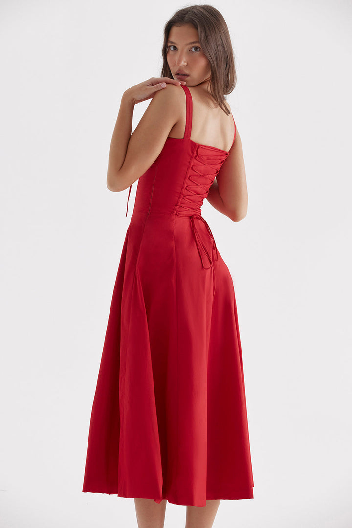 Elegantes Bustierkleid mit lebhaftem Blumenmuster, figurbetonender Schnitt, perfekt für Frühlingsanlässe.