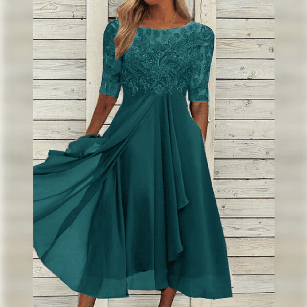 Elegantes Damen Midikleid, luftiger Stoff, schmeichelhafte Passform, ideal für jede Gelegenheit, Komfort und Stil.