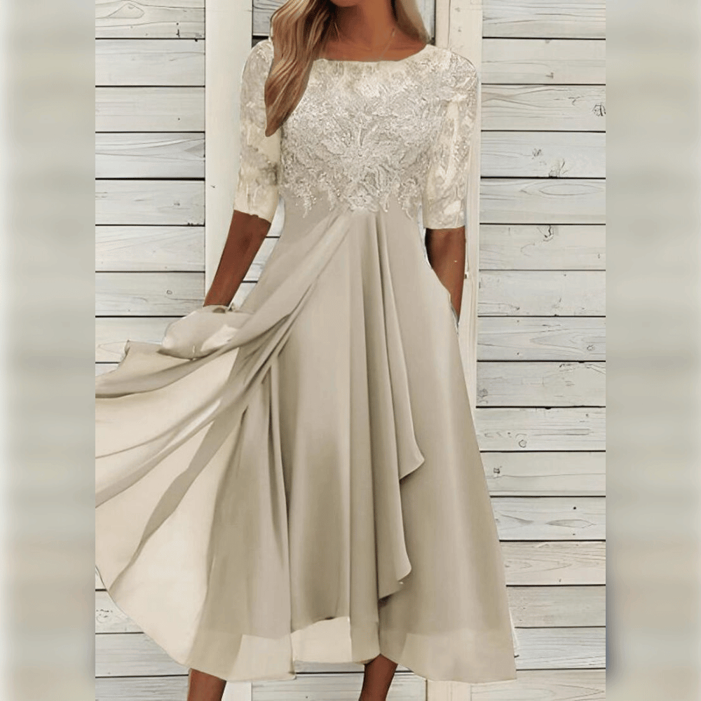 Elegantes Damen Midikleid, luftiger Stoff, schmeichelhafte Passform, ideal für jede Gelegenheit, Komfort und Stil.