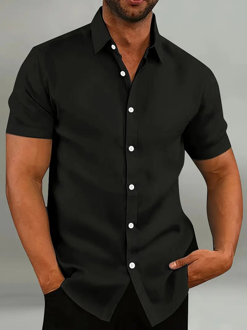 "Elegantes Fritz Kurzarmhemd, Frontansicht, leichter Stoff, klassisches Design, ideal für Sommer, Herrenmode Shirt"