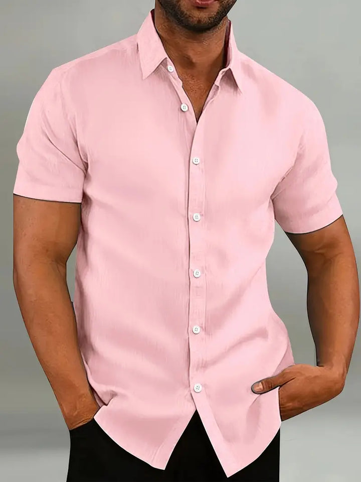 "Elegantes Fritz Kurzarmhemd, Frontansicht, leichter Stoff, klassisches Design, ideal für Sommer, Herrenmode Shirt"