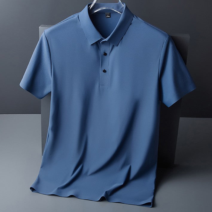 Elegantes Herren Polo Shirt, Vorderansicht in Blau, atmungsaktives Material, ideal für Sport und Freizeit, Größe M bis 4XL.