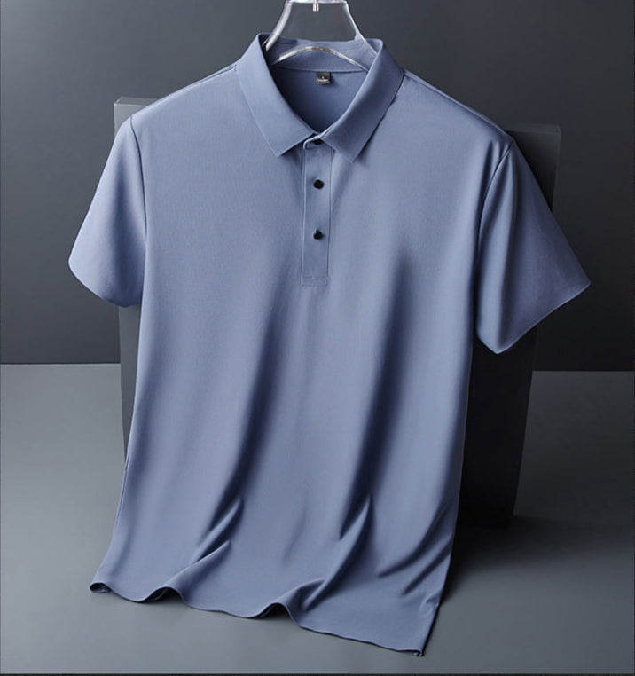 Elegantes Herren Polo Shirt, Vorderansicht in Blau, atmungsaktives Material, ideal für Sport und Freizeit, Größe M bis 4XL.