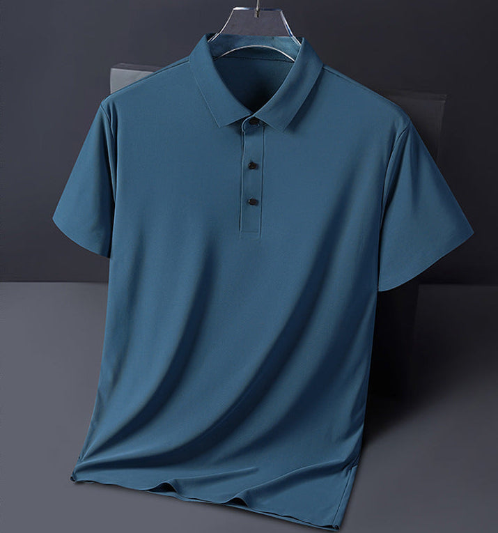 Elegantes Herren Polo Shirt, Vorderansicht in Blau, atmungsaktives Material, ideal für Sport und Freizeit, Größe M bis 4XL.