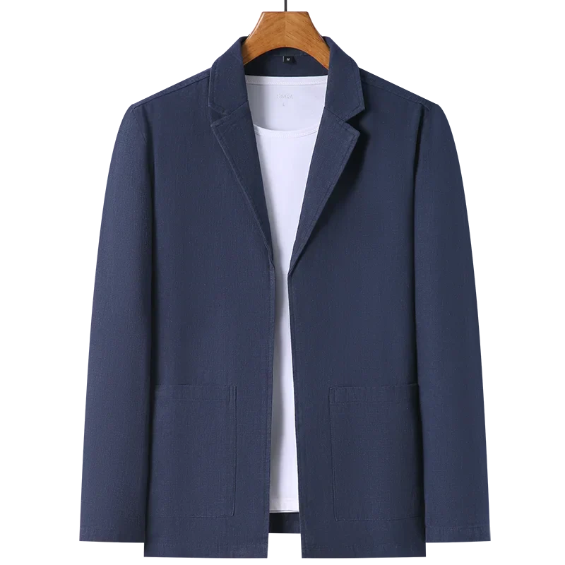 "Elegantes Herren Sakko in Blau, klassisches Design, perfekt für Sommer, vielseitig kombinierbar für Business oder Freizeit."