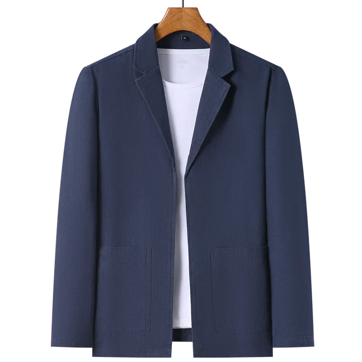 "Elegantes Herren Sakko in Blau, klassisches Design, perfekt für Sommer, vielseitig kombinierbar für Business oder Freizeit."