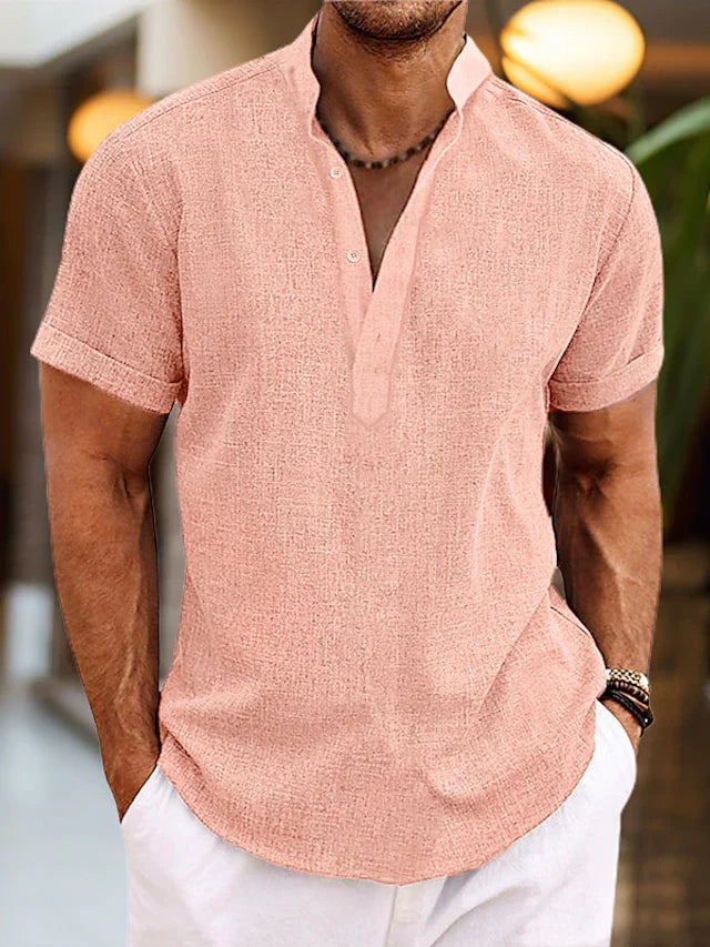 Elegantes Herren V-Ausschnitt Poloshirt in Dunkelblau, komfortabeler Baumwollmix, ideal für Freizeit und Büro, moderne Passfo