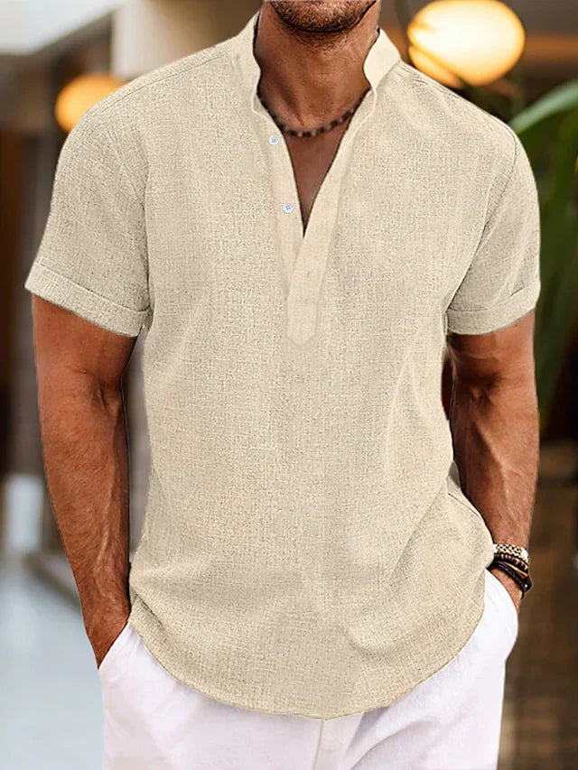 Elegantes Herren V-Ausschnitt Poloshirt in Dunkelblau, komfortabeler Baumwollmix, ideal für Freizeit und Büro, moderne Passfo
