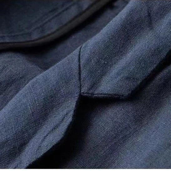 Elegantes Leinen-Set für Herren: Slim-Fit, beige, atmungsaktiv, 2-teilig, ideal für Sommeranlässe. Taille mit elastischem Bun