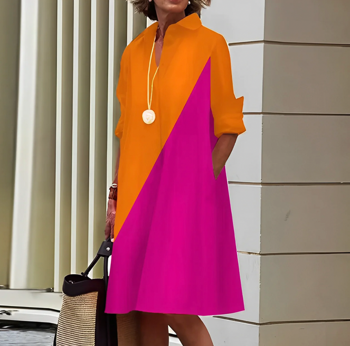 Elegantes Polo-Kleid in sanften Farben, ideal für den Frühling. Moderner Schnitt, bequem, inspiriert von aktuellen Trends.