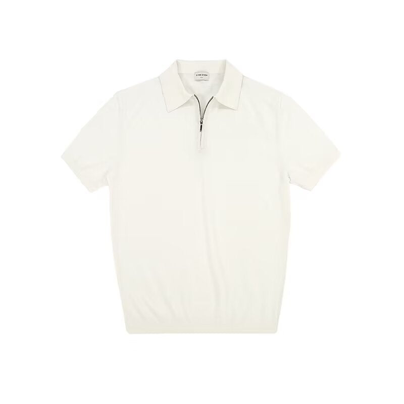 "Elegantes Strick Poloshirt mit Reißverschluss, feinstrick Stoff, klassischer Polokragen, schlichte Farbgebung, stilvoller Lo