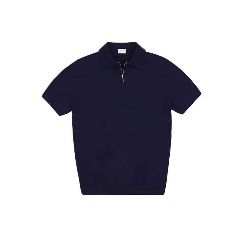 "Elegantes Strick Poloshirt mit Reißverschluss, feinstrick Stoff, klassischer Polokragen, schlichte Farbgebung, stilvoller Lo