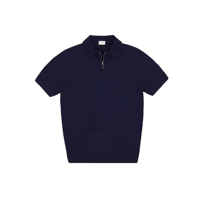 "Elegantes Strick Poloshirt mit Reißverschluss, feinstrick Stoff, klassischer Polokragen, schlichte Farbgebung, stilvoller Lo