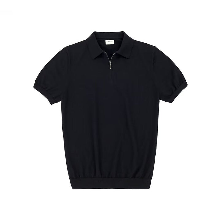 "Elegantes Strick Poloshirt mit Reißverschluss, feinstrick Stoff, klassischer Polokragen, schlichte Farbgebung, stilvoller Lo