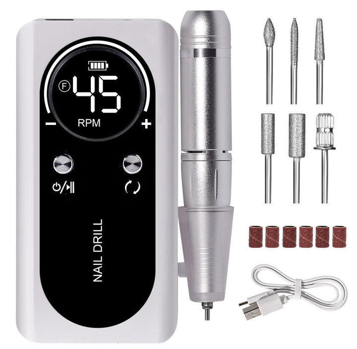Elektrische Nagelfeile mit 45000RPM, tragbar, leise, USB-wiederaufladbar; modern und handlich, ideal für Nail Art.