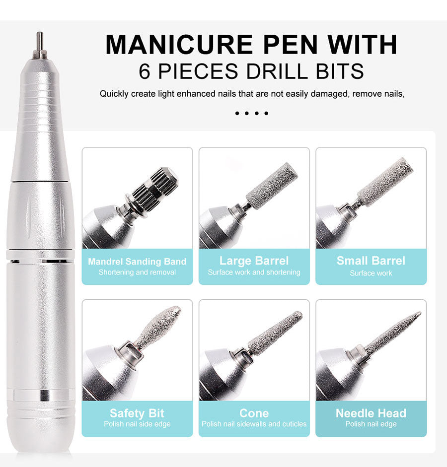 Elektrische Nagelfeile mit 45000RPM, tragbar, leise, USB-wiederaufladbar; modern und handlich, ideal für Nail Art.