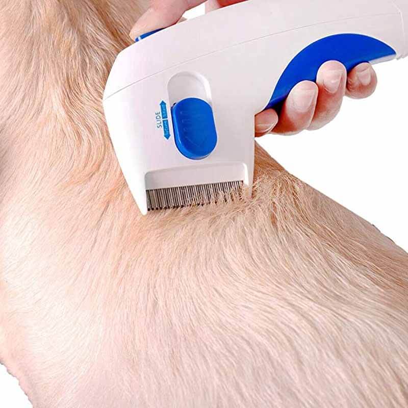 "Elektrischer Floh- und Zeckenentferner, ergonomisches Design, sanfte Entfernung für Haustiere, chemiefrei, silberner Kamm"