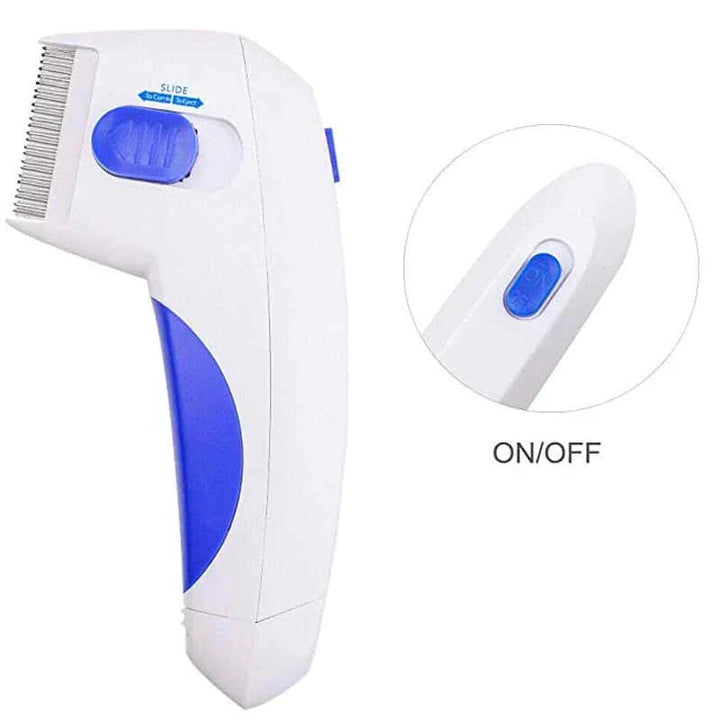 "Elektrischer Floh- und Zeckenentferner, ergonomisches Design, sanfte Entfernung für Haustiere, chemiefrei, silberner Kamm"