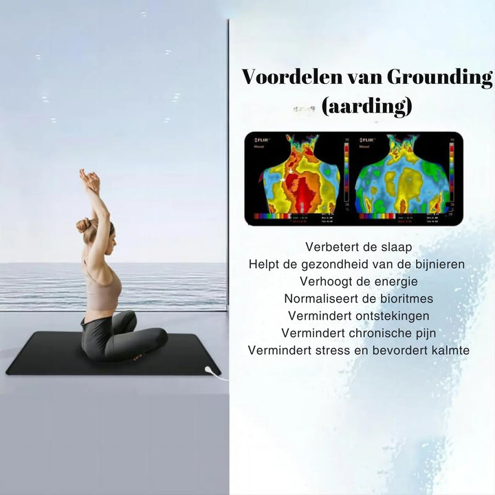 Erdungsmatte in modernem Design fördert Schlaf, Balance & Energie. Ideal für Zuhause/Arbeitsplatz. Stressabbau durch Erdung.