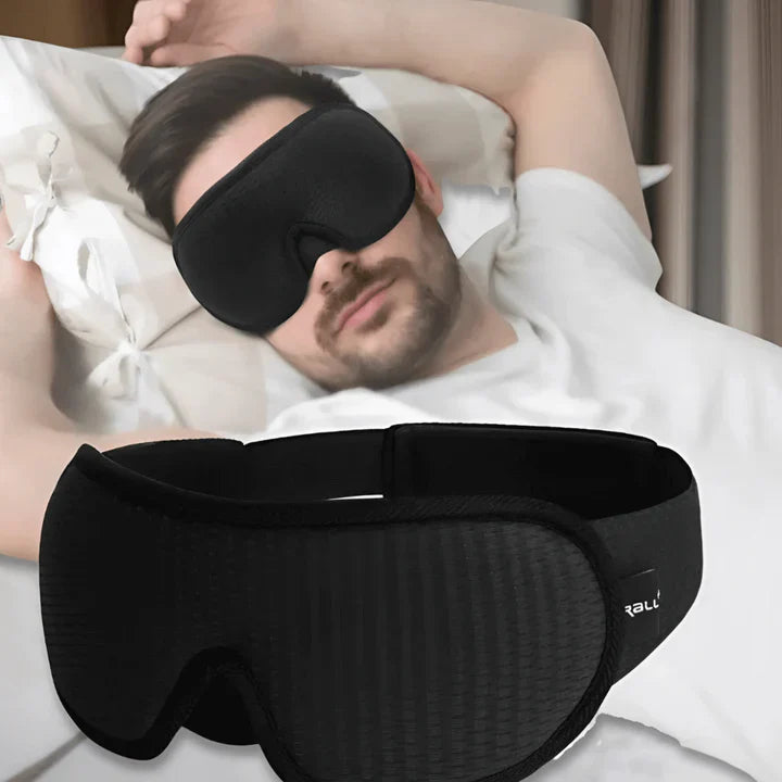 Ergonomische 3D-Schlafmaske für Frauen, schwarz, bietet vollkommene Dunkelheit und maximalen Komfort für erholsamen Schlaf.