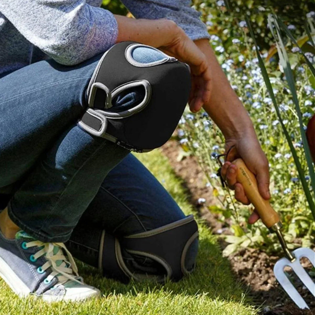 Ergonomische Knieschützer für Gartenarbeit mit extra Polsterung, ergonomischem Design und wasserfester Außenhülle.