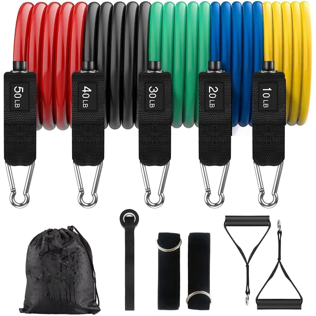 "Ergonomische PowerGrip Widerstandsreifen, einstellbarer Widerstand, robuste Griffe, ideal für vielseitiges Krafttraining."