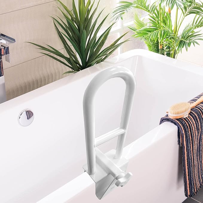 "Ergonomischer Badewannenhaltegriff für Senioren, bietet sicheren Halt im Badezimmer, verhindert Unfälle, einfache Montage."