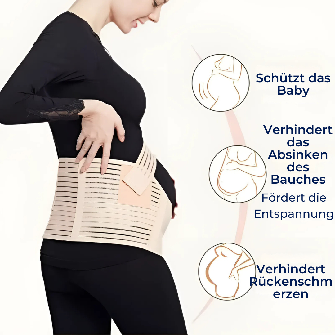 "Ergonomischer Schwangerschafts-Stützgürtel in Beige, bietet Rücken- und Bauchunterstützung für werdende Mütter."