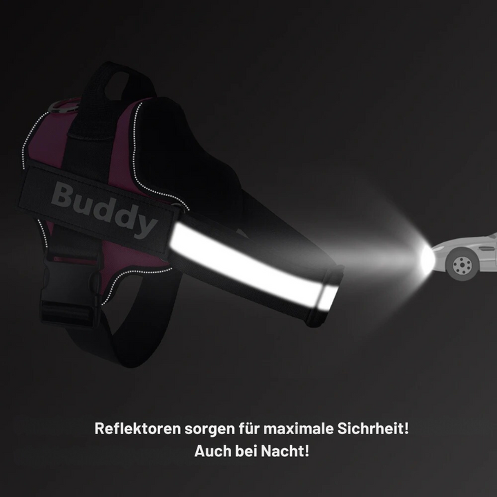 Ergonomisches Anti-Zug Hundegeschirr in verschiedenen Farben, personalisierbar für Komfort und reflektierende Sicherheit.
