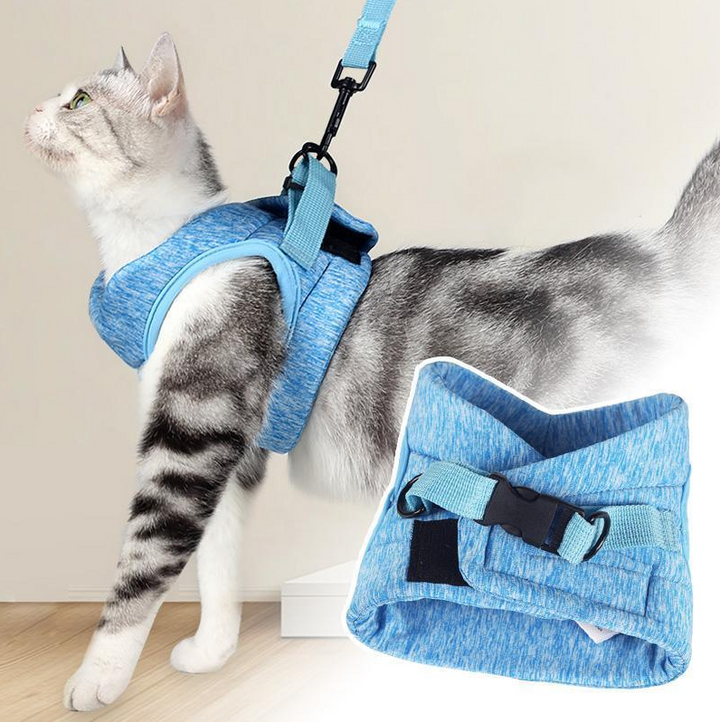 Ergonomisches Katzen-Geschirr mit Leine, Anti-Ausbruchs-Design, weich, atmungsaktiv, für maximale Sicherheit und Komfort.