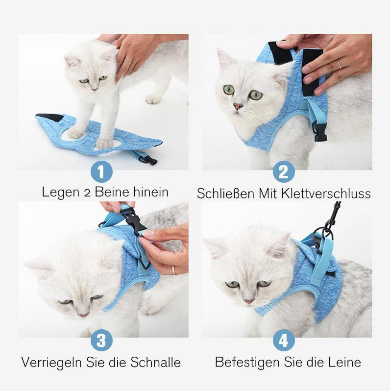 Ergonomisches Katzen-Geschirr mit Leine, Anti-Ausbruchs-Design, weich, atmungsaktiv, für maximale Sicherheit und Komfort.