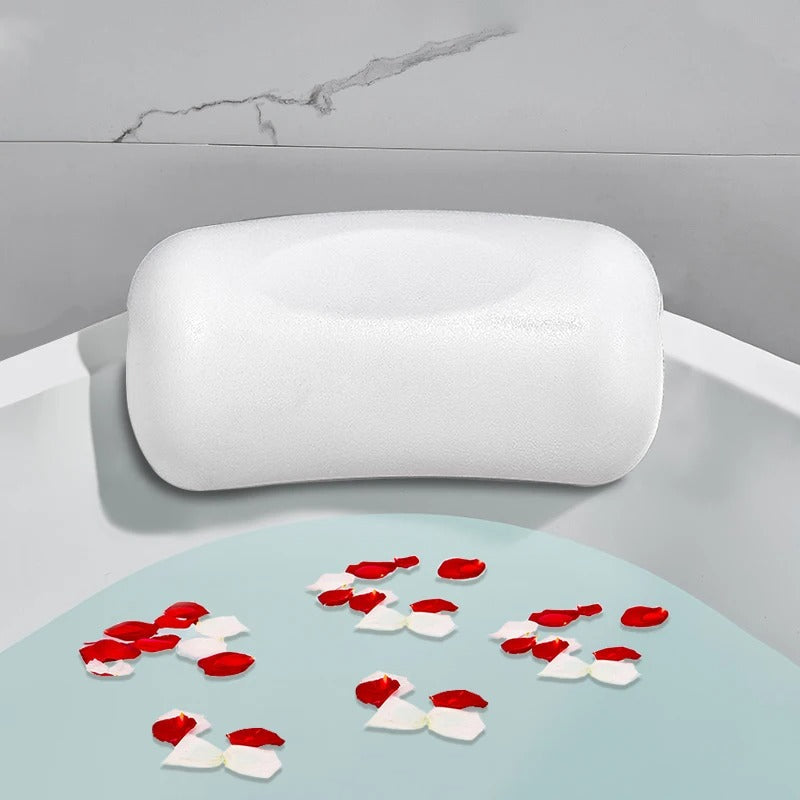Ergonomisches, rutschfestes Badekissen mit Saugnäpfen in der Badewanne für entspannte Nackenstütze und schnelles Trocknen.