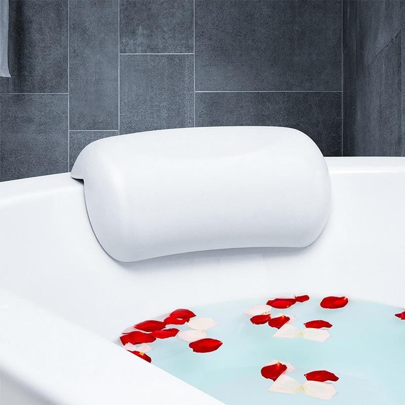 Ergonomisches, rutschfestes Badekissen mit Saugnäpfen in der Badewanne für entspannte Nackenstütze und schnelles Trocknen.