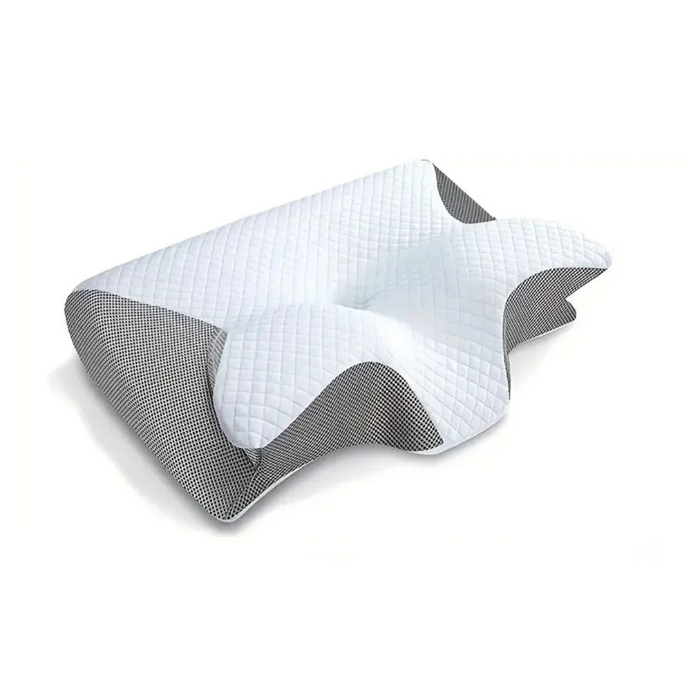 "Ergonomisches SleepAlign Kissen aus Memory-Schaum, unterstützt Nacken- und Wirbelsäule, ideal für schmerzfreien Schlaf."