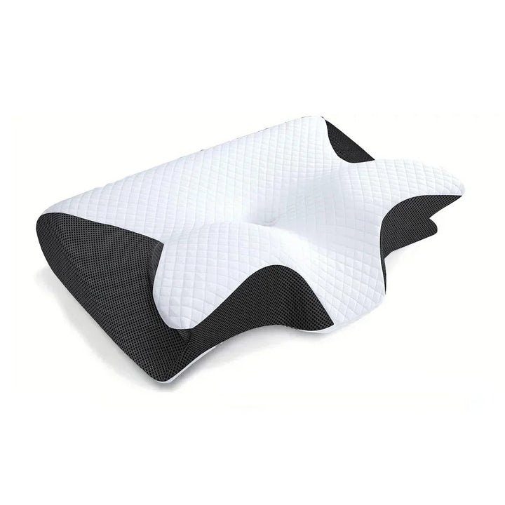 "Ergonomisches SleepAlign Kissen aus Memory-Schaum, unterstützt Nacken- und Wirbelsäule, ideal für schmerzfreien Schlaf."