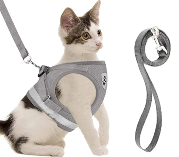 Ergonomisches, verstellbares Katzengeschirr mit Leine, sicher und bequem, ideal für alle Größen, leicht und atmungsaktiv.