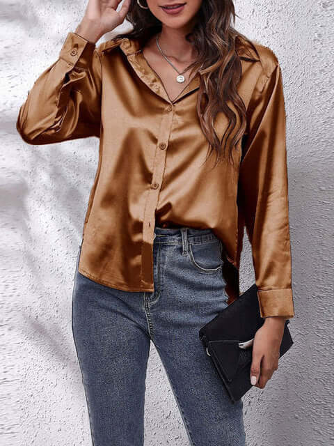 Damen Seidenhemd Langarm Elegant