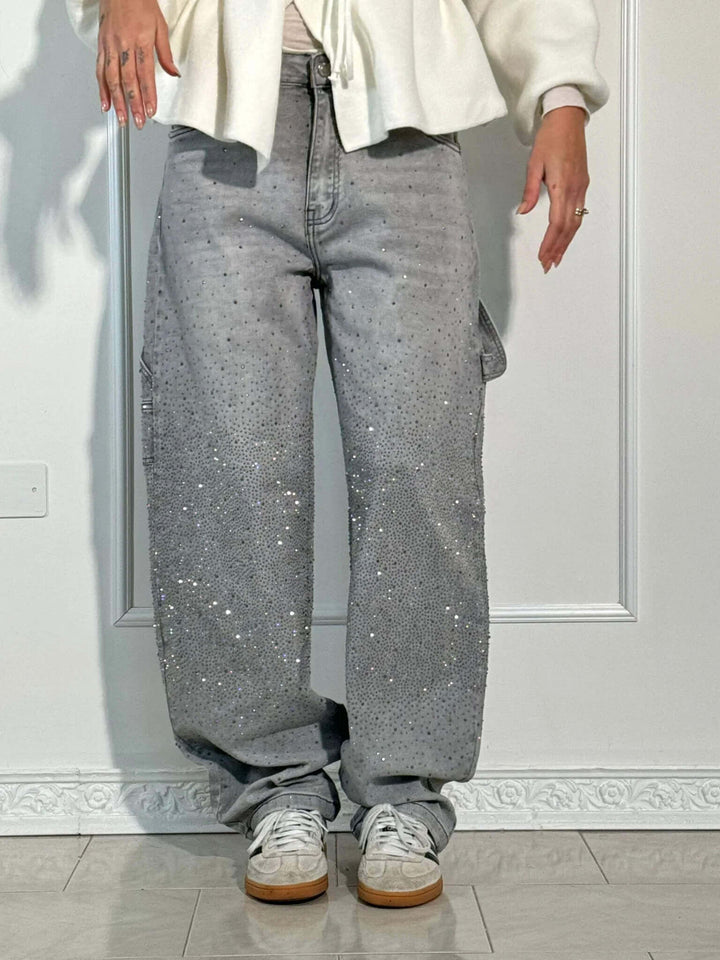Glänzende Ballon-Jeans für Damen