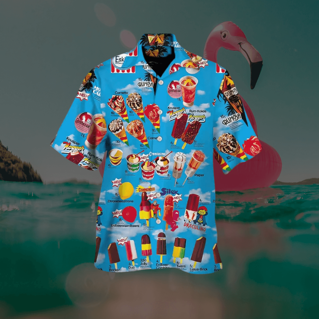 Sommerhemd Herren - Eiscreme-Print