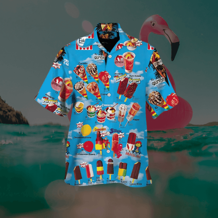 Sommerhemd Herren - Eiscreme-Print