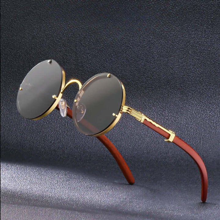 Retro Sonnenbrille mit Holzoptik