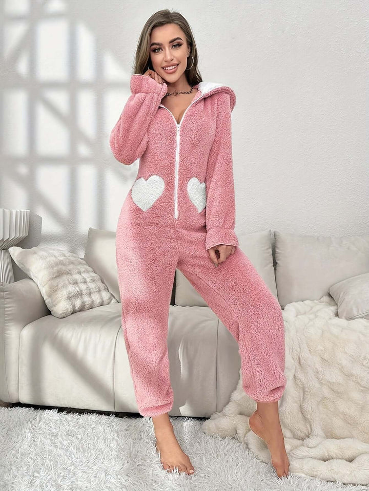 Damen Winter-Onesie mit Kapuze: Flauschig & Warm