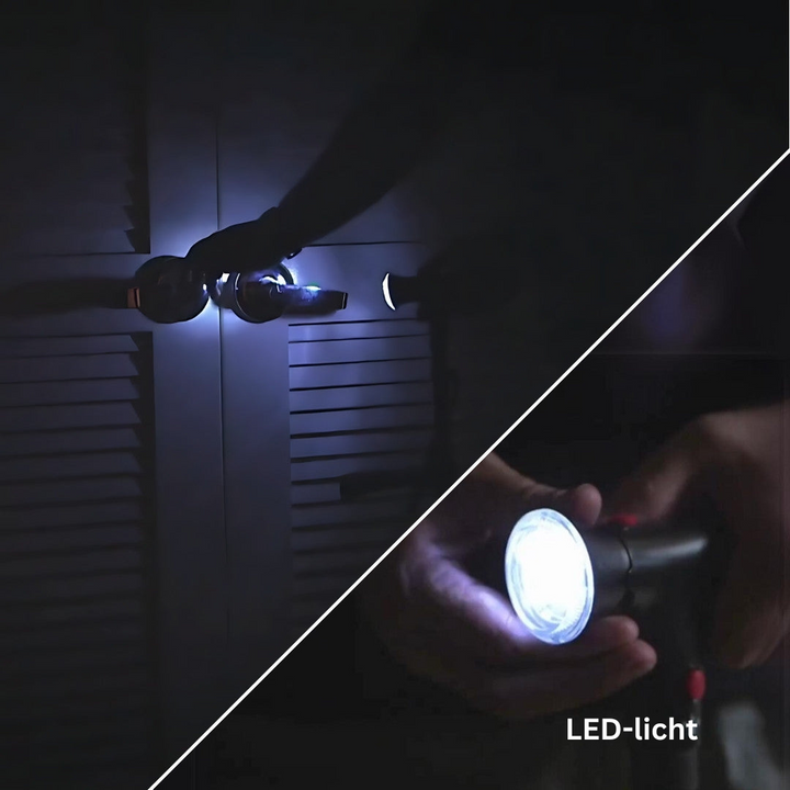 "Faltbarer Gehstock mit LED-Beleuchtung, ergonomisch und selbststehend, ideal für Tag- und Nachtspaziergänge."