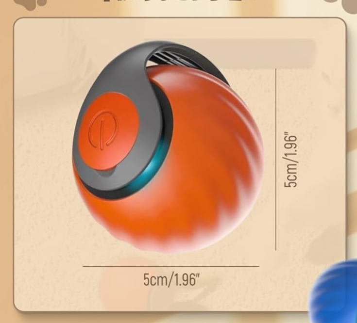 "Farbenfrohes, selbstfahrendes Katzenspielzeug in Blau und Orange, bewegt sich automatisch für aktives Spielen."