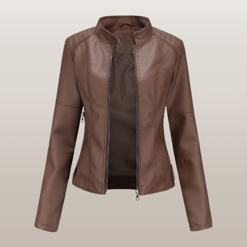 Damen Lederjacke mit Reißverschluss - Stilvoll & Elegant