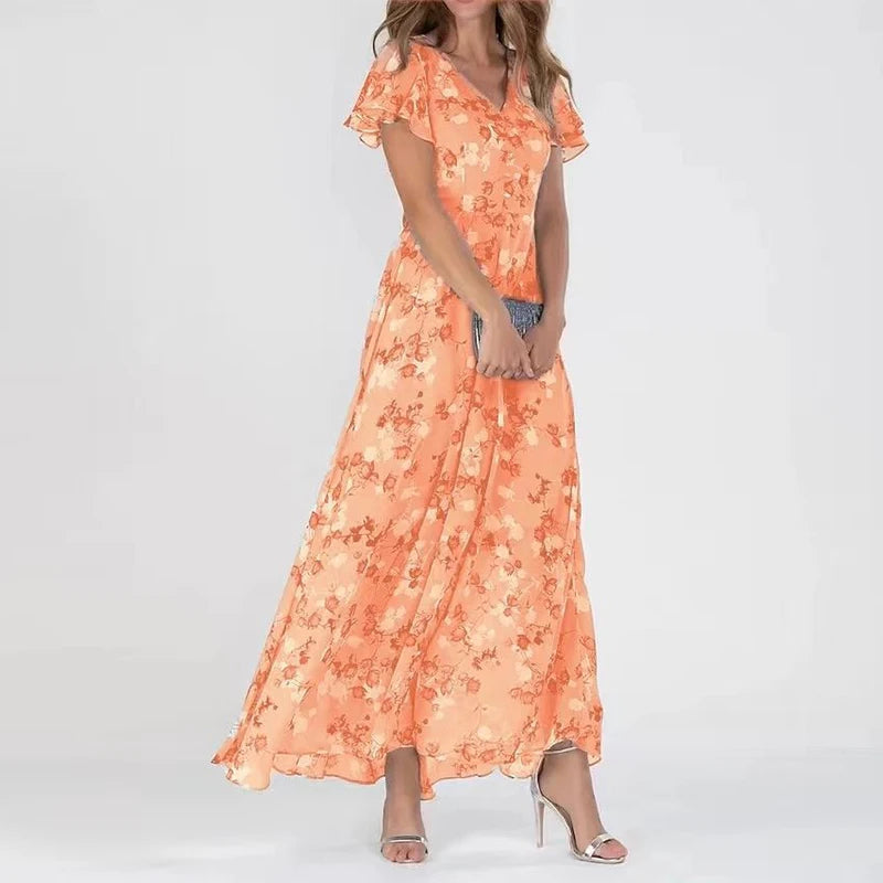 Elegantes Damen-Chiffonkleid mit Blumenmuster